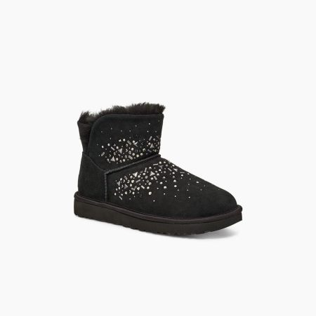 UGG Classic Galaxy Bling Mini Black Boots for Women (NGKT68140)